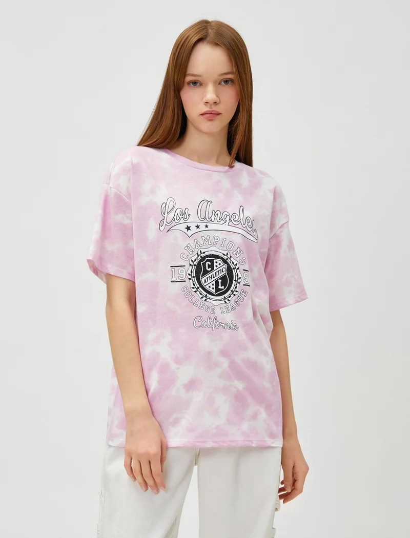 كوتون Printed T-Shirt Crew Neck Short Sleeve Cotton