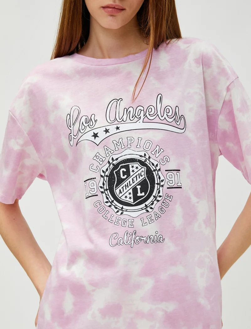 كوتون Printed T-Shirt Crew Neck Short Sleeve Cotton