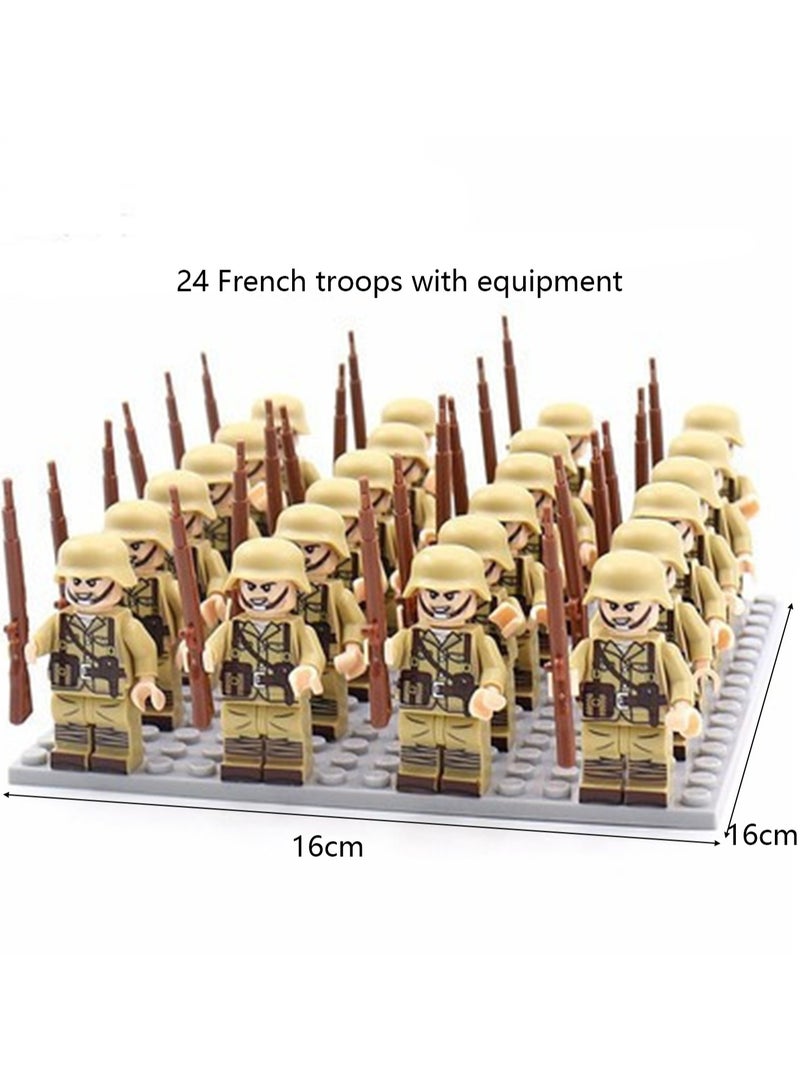 Army Block Toy Set 24 Pieces Small Particle Assembly Toys (French Army Phalanx) - Image 2