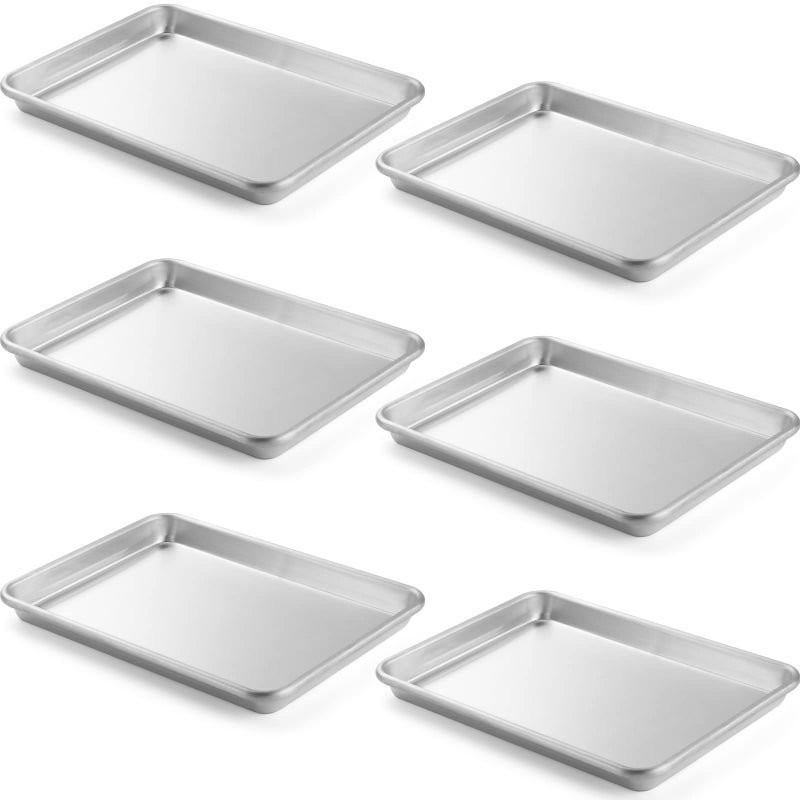 CURTA 6 Pack Aluminum Sheet Pan, NSF Listed 1/4 Quarter Size 13 x 10 inch Commercial Bakery Cake Bun Pan, Baking Tray - Image 1