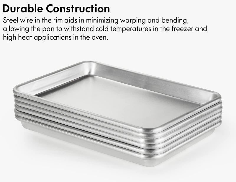CURTA 6 Pack Aluminum Sheet Pan, NSF Listed 1/4 Quarter Size 13 x 10 inch Commercial Bakery Cake Bun Pan, Baking Tray - Image 3