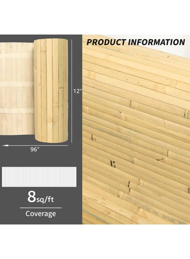 Art3d Natural Bamboo Wall Panel for Interior Wall Decor, Renewable Pole Wrap Wainscoting Paneling for Wall Ceiling Furniture Cabinet Office, 12 x 96 Inch - Natural - Image 4