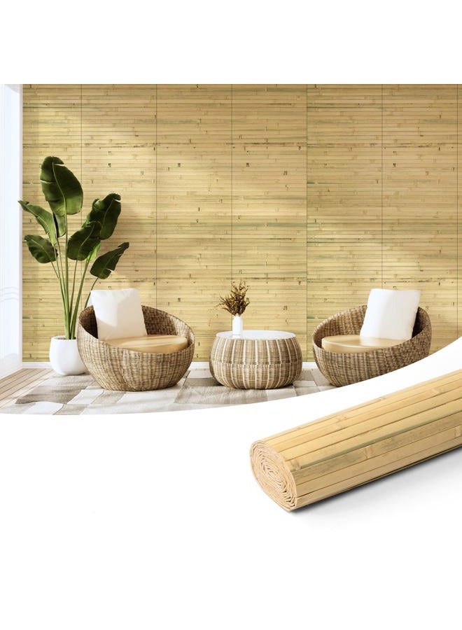 Art3d Natural Bamboo Wall Panel for Interior Wall Decor, Renewable Pole Wrap Wainscoting Paneling for Wall Ceiling Furniture Cabinet Office, 12 x 96 Inch - Natural - Image 1