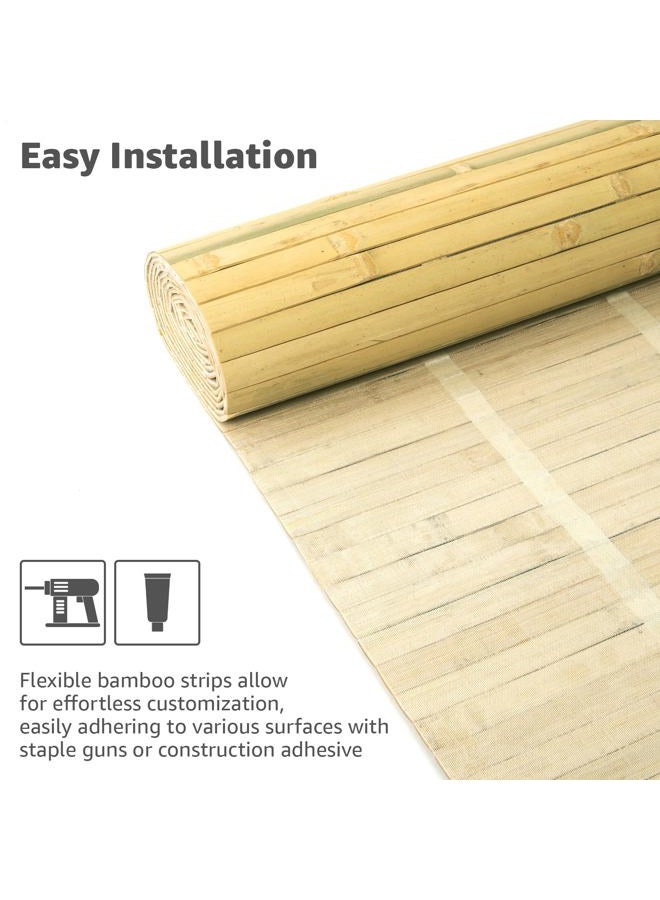 Art3d Natural Bamboo Wall Panel for Interior Wall Decor, Renewable Pole Wrap Wainscoting Paneling for Wall Ceiling Furniture Cabinet Office, 12 x 96 Inch - Natural - Image 5