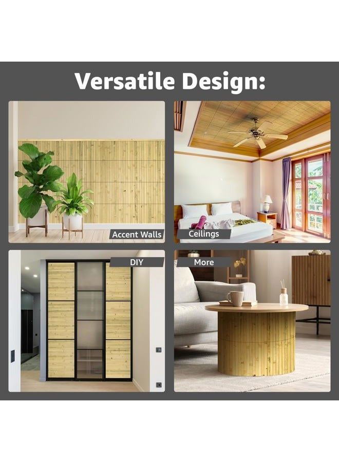 Art3d Natural Bamboo Wall Panel for Interior Wall Decor, Renewable Pole Wrap Wainscoting Paneling for Wall Ceiling Furniture Cabinet Office, 12 x 96 Inch - Natural - Image 3