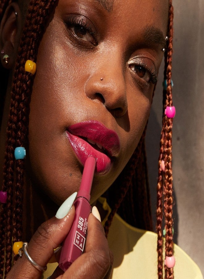 3INA The Color Lip Glow - Highly Pigmented Lipstick for Women with Shea Butter - Lip Gloss and Lip Balm Effect - 385 Wild Berry Pink - 0.05 oz - Image 4