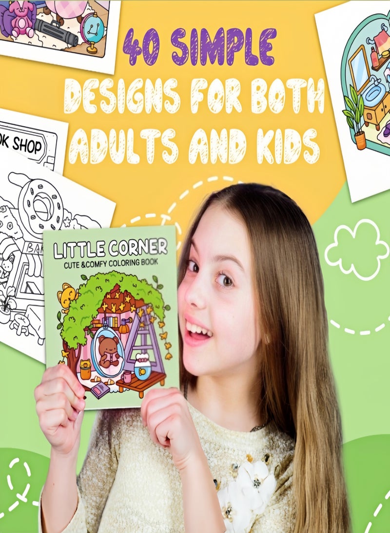 كيفن مجموعة هدايا كتب تلوين لطيفة ومريحة (4 كتب - 40 صفحة لكل كتاب) -كتاب تلوين للكبار والمراهقين - أنشطة يومية لطيفة ومريحة، رسوم تأملية | فن علاجي مُهدئ للقلق، مجموعة مساحات مريحة (تلوين) - Image 2