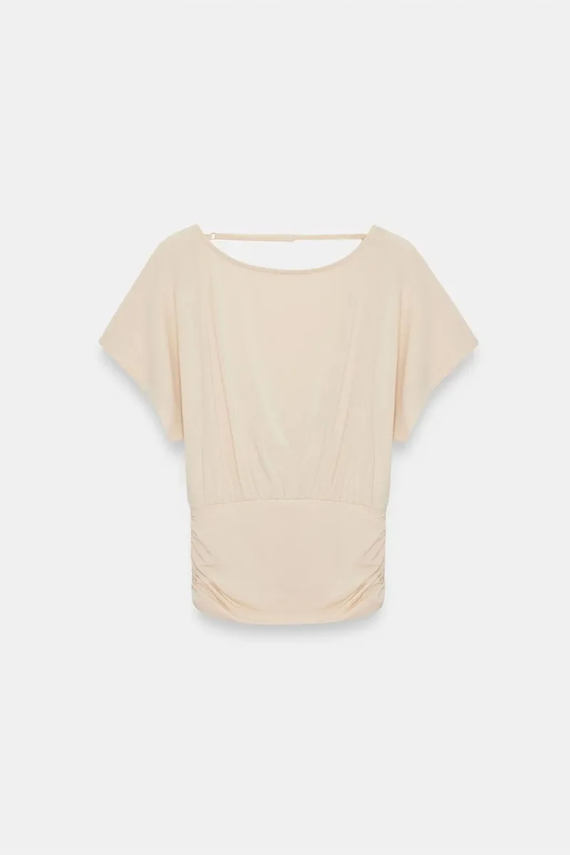 DILVIN Women's Modal Blend Cut-out Crew Neck Blouse