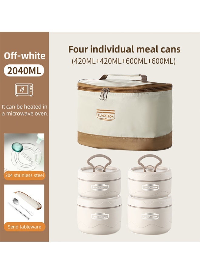 4 Tier Portable Insulated Lunch Box, Microwave Oven 4-Layer Hot Lunch Box Bento Box With Insulated Bag And Tableware, Leak-Proof And Stackable 304 Stainless Steel Food Container, Suitable For Children And Adults, As Well As For Traveling And Camping - Image 2