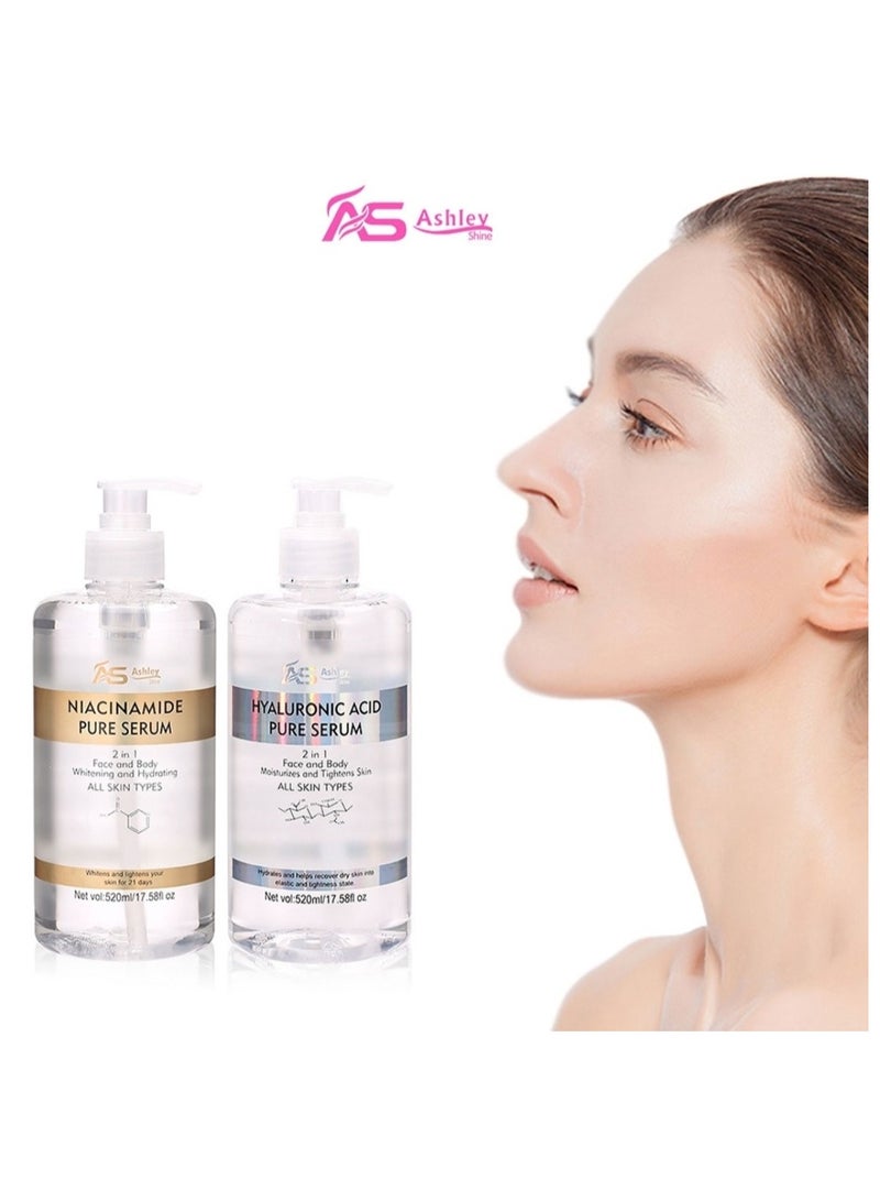 آشلي اشلي شاين نياسيناميد وحمض الهيالورونيك سيروم نقي 2*520 مل - Image 2