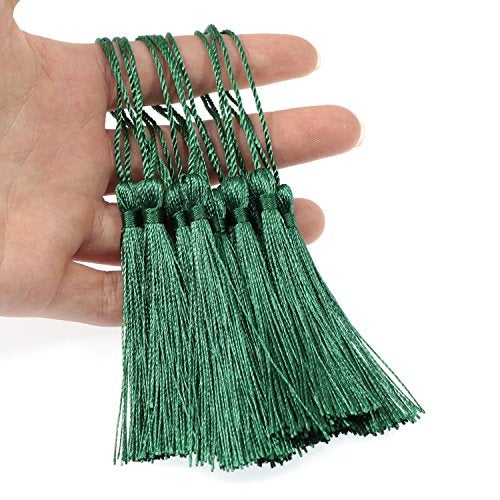 VAPKER 100 Pieces Green Silky Handmade Soft Tassels 13cm/5-Inch With 2-Inch Cord Loop for Jewelry Making, DIY Projects, Bookmarks - Image 4