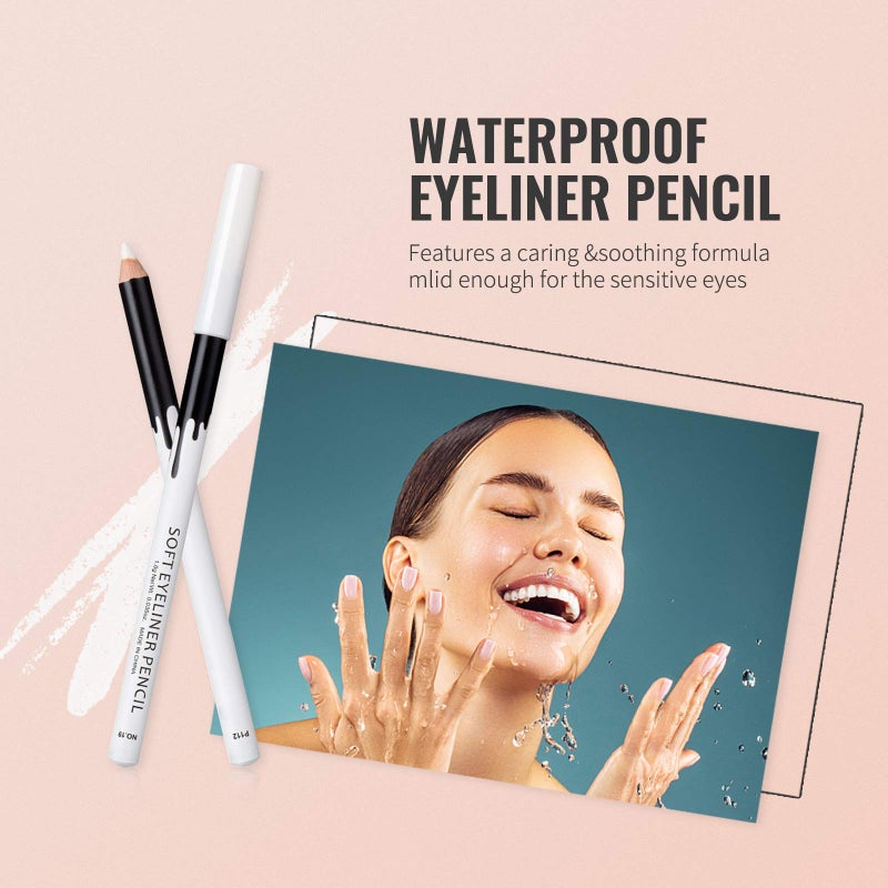 Erinde 12PCS Erinde White Eyeliner Pencil, Soft Highlighter Gel Eyeliner Pencil, Eye Liner Pen, Professional Eye Bighten Eyeshadow Waterproof Matte Hypoallergenic, Easy to Colour, Skin Marker Pen - Image 4