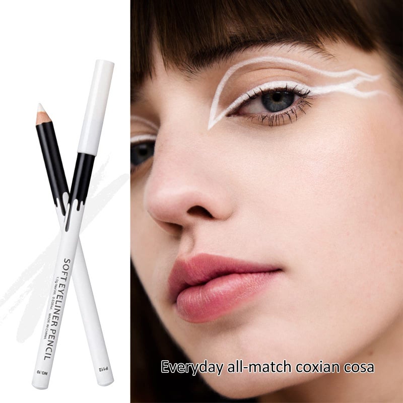 Erinde 12PCS Erinde White Eyeliner Pencil, Soft Highlighter Gel Eyeliner Pencil, Eye Liner Pen, Professional Eye Bighten Eyeshadow Waterproof Matte Hypoallergenic, Easy to Colour, Skin Marker Pen - Image 2