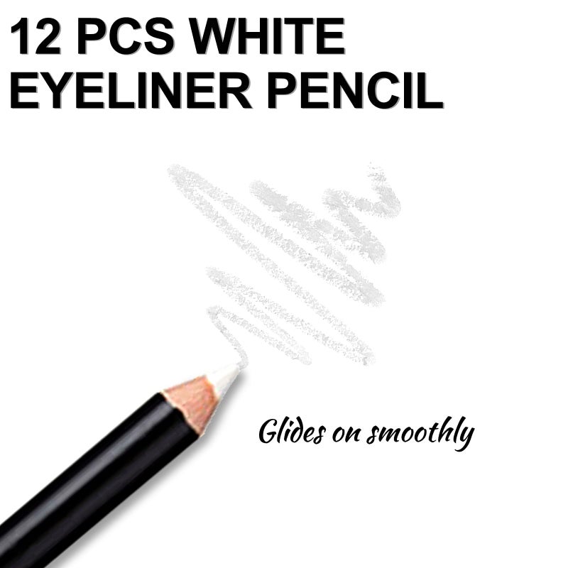 Erinde 12PCS Erinde White Eyeliner Pencil, Soft Highlighter Gel Eyeliner Pencil, Eye Liner Pen, Professional Eye Bighten Eyeshadow Waterproof Matte Hypoallergenic, Easy to Colour, Skin Marker Pen - Image 3