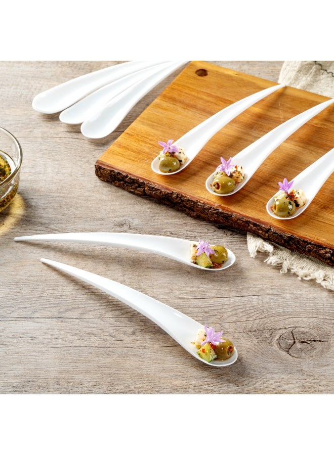 Restaurantware 8 x 1.2 Inch Tasting Spoons, 500 Disposable Sample Spoons - Self-Standing, Tear Drop Design, White Plastic Dessert Spoons, For Parties Or Other Events, Serve Appetizers Or Desserts - Image 4