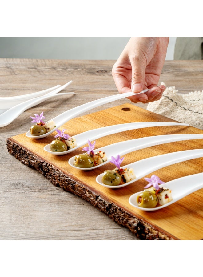 Restaurantware 8 x 1.2 Inch Tasting Spoons, 500 Disposable Sample Spoons - Self-Standing, Tear Drop Design, White Plastic Dessert Spoons, For Parties Or Other Events, Serve Appetizers Or Desserts - Image 5