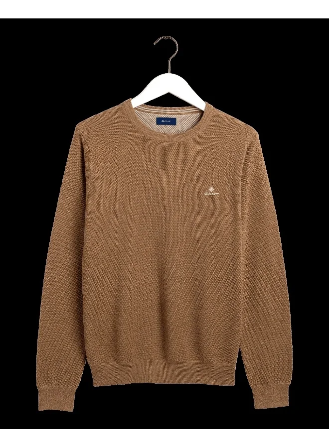 غانت Gant Cotton Pique Crew Neck Sweater