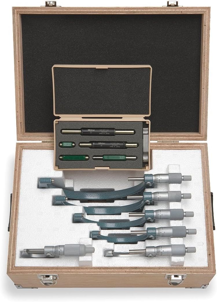 Mitutoyo Mitutoyo 10390740 Outside Micrometer Set with Standards 06 Range 00001 Resolution 6 Pieces 