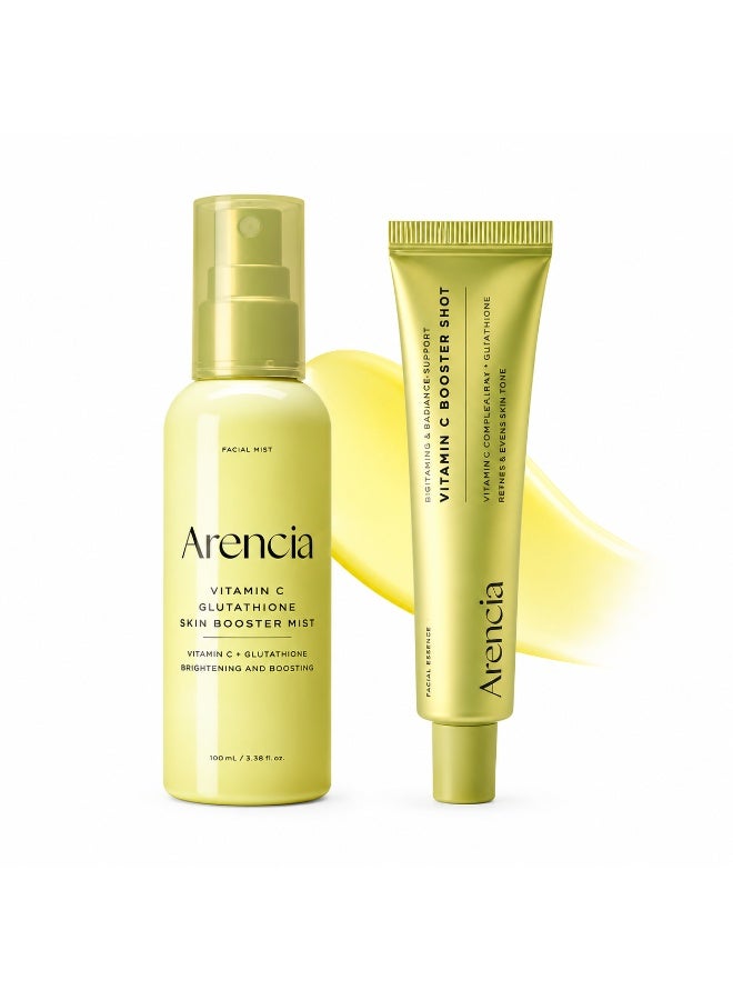 Arencia Vitamin C Glutathione Brightening Bundle – Skin Booster Mist 100ml + Vitamin C Booster Shot – Korean Skincare Set for Radiance, Hydration & Even-Looking Skin - Image 1