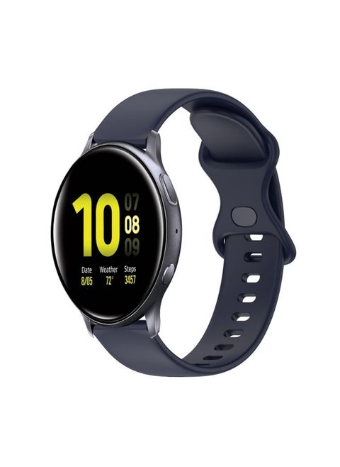 Replacement Strap For Samsung Galaxy Watch Active 2 20mm Butterfly Buckle Solid Color Silicone Watch Band Dark Blue