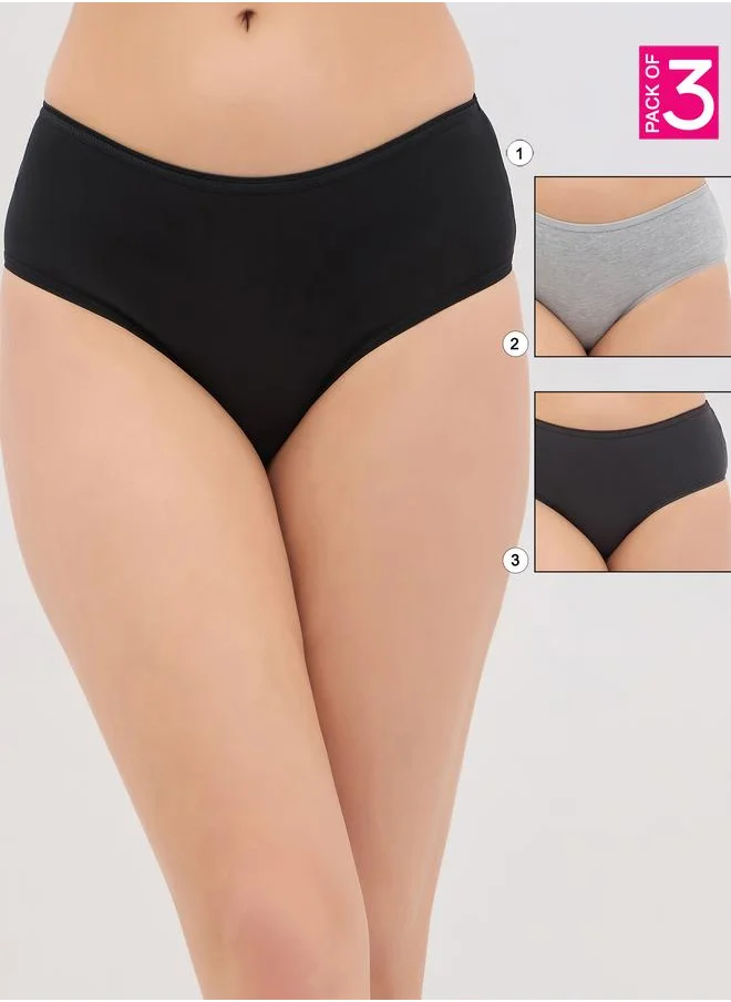 Clovia Clovia Pack of 3 - Solid Mid Rise Hipster Briefs