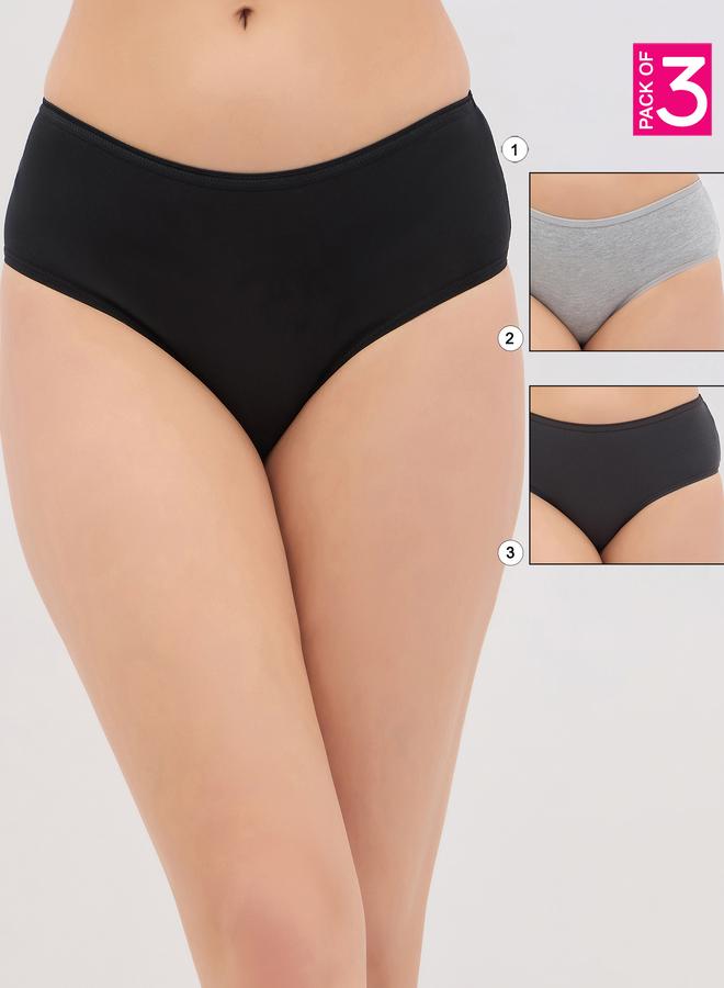 Clovia Pack of 3 - Solid Mid Rise Hipster Briefs - Image 1