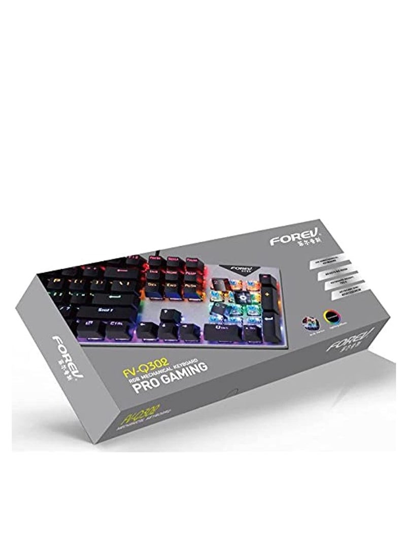 FVQ302 Mixed Color Wired Mechanical Gaming Illuminated Keyboard (white blue)