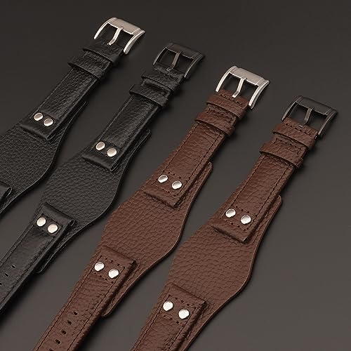 SANDEIN Watch Band Compatible with Fossil, 22mm Soft Leather Replacement Wrist Strap with Stainless Steel Buckle for Fossil CH2564 CH2565 and CH2891 Watch Straps (Brown + Silver Buckle) - Image 3
