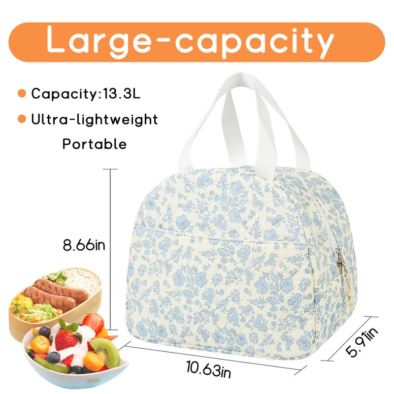 GISMTR Lunch Bag for Women Insulated Lunch Box Cute Quilted Lunch Tote Bags Reusable Large Capacity Cooler Bag for Travel Work Picnic - Image 2