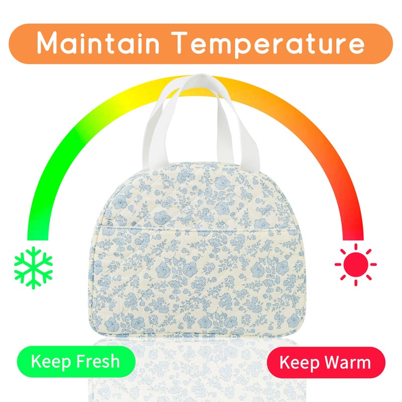 GISMTR Lunch Bag for Women Insulated Lunch Box Cute Quilted Lunch Tote Bags Reusable Large Capacity Cooler Bag for Travel Work Picnic - Image 3