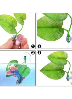 ZVEV 4 PCS Fish Tank Decoration Betta Bed Leaf Hammock for Betta Fish, Lightweight and Realistic Resting Spot, For Fish Leaf Pad, Ornamental Artificial Leaf Bed Aquarium Accessories（Green/Purple）  - Image 2