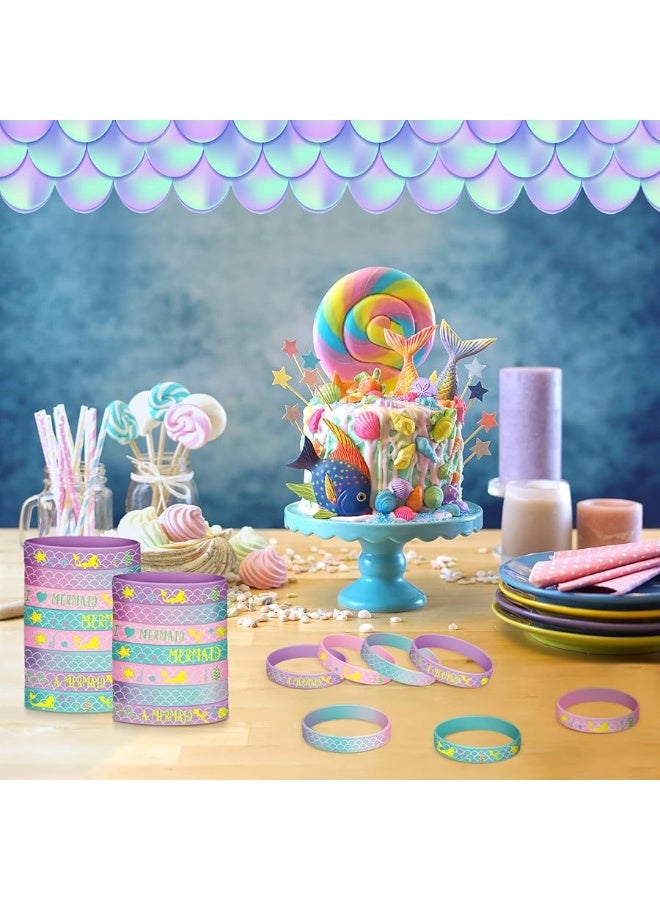 Zomiboo 24 Pack Mermaid Silicone Wristband Mermaid Scale Bracelets I'm a Mermaid Wristband Mermaid Party Goody Bag Favors for Boys Girls Mermaid Birthday Party Under The Sea Themed Baby Shower Supplies - Image 4