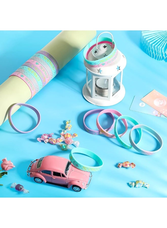 Zomiboo 24 Pack Mermaid Silicone Wristband Mermaid Scale Bracelets I'm a Mermaid Wristband Mermaid Party Goody Bag Favors for Boys Girls Mermaid Birthday Party Under The Sea Themed Baby Shower Supplies - Image 2