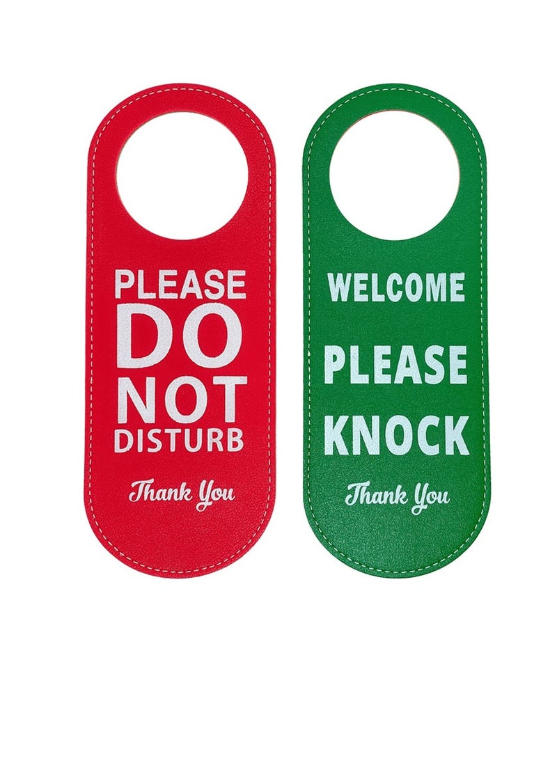 Generic - 2 Pack Do Not Disturb Door Hanger Sign, PU Leather Double Sided Welcome Please Knock Sign, Please Do Not Disturb Sign for Office Home Clinic Dorm Hotel Online Class and Meeting Session - Image 1