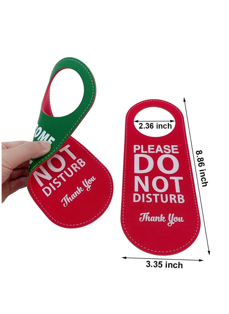 Generic - 2 Pack Do Not Disturb Door Hanger Sign, PU Leather Double Sided Welcome Please Knock Sign, Please Do Not Disturb Sign for Office Home Clinic Dorm Hotel Online Class and Meeting Session - Image 1