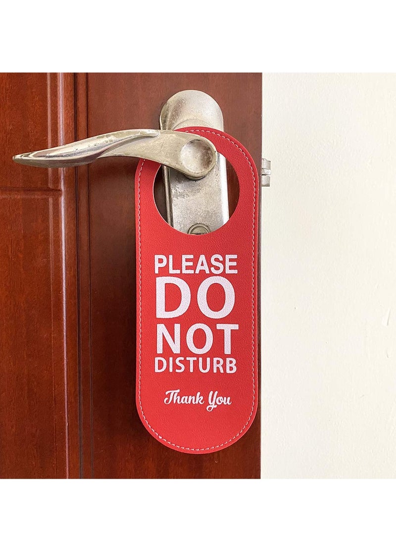 Generic - 2 Pack Do Not Disturb Door Hanger Sign, PU Leather Double Sided Welcome Please Knock Sign, Please Do Not Disturb Sign for Office Home Clinic Dorm Hotel Online Class and Meeting Session - Image 1