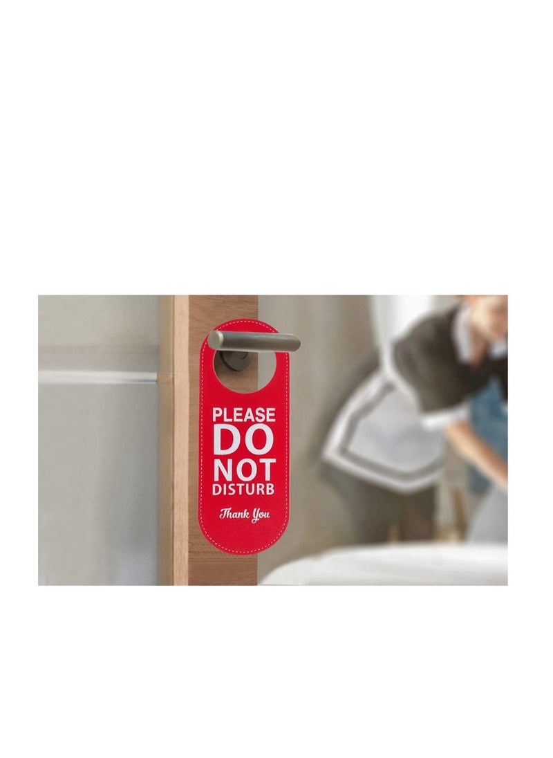 Generic - 2 Pack Do Not Disturb Door Hanger Sign, PU Leather Double Sided Welcome Please Knock Sign, Please Do Not Disturb Sign for Office Home Clinic Dorm Hotel Online Class and Meeting Session - Image 1