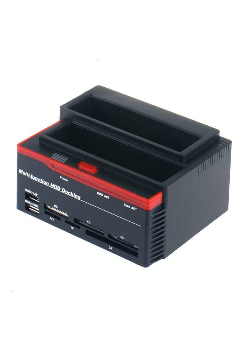 Ntech 2.5/3.5" SATA IDE HDD Docking Station Clone HDD Enclosure USB 2 Ports USB 2.0 Hub MS M2 XD CF/SD TF Card Reader - Image 1