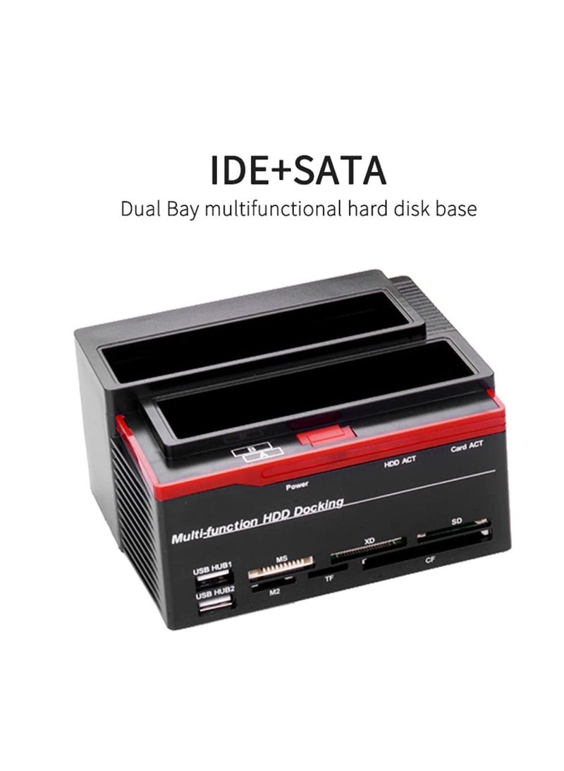 Ntech 2.5/3.5" SATA IDE HDD Docking Station Clone HDD Enclosure USB 2 Ports USB 2.0 Hub MS M2 XD CF/SD TF Card Reader - Image 4