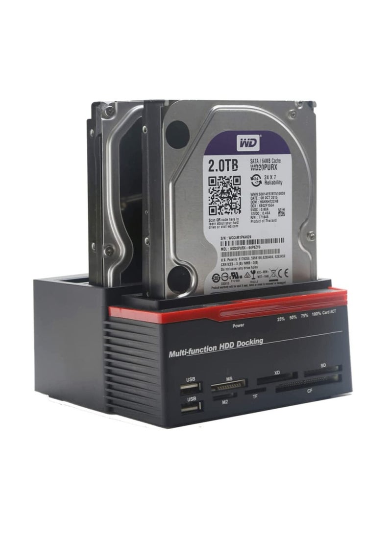 Ntech 2.5/3.5" SATA IDE HDD Docking Station Clone HDD Enclosure USB 2 Ports USB 2.0 Hub MS M2 XD CF/SD TF Card Reader - Image 2
