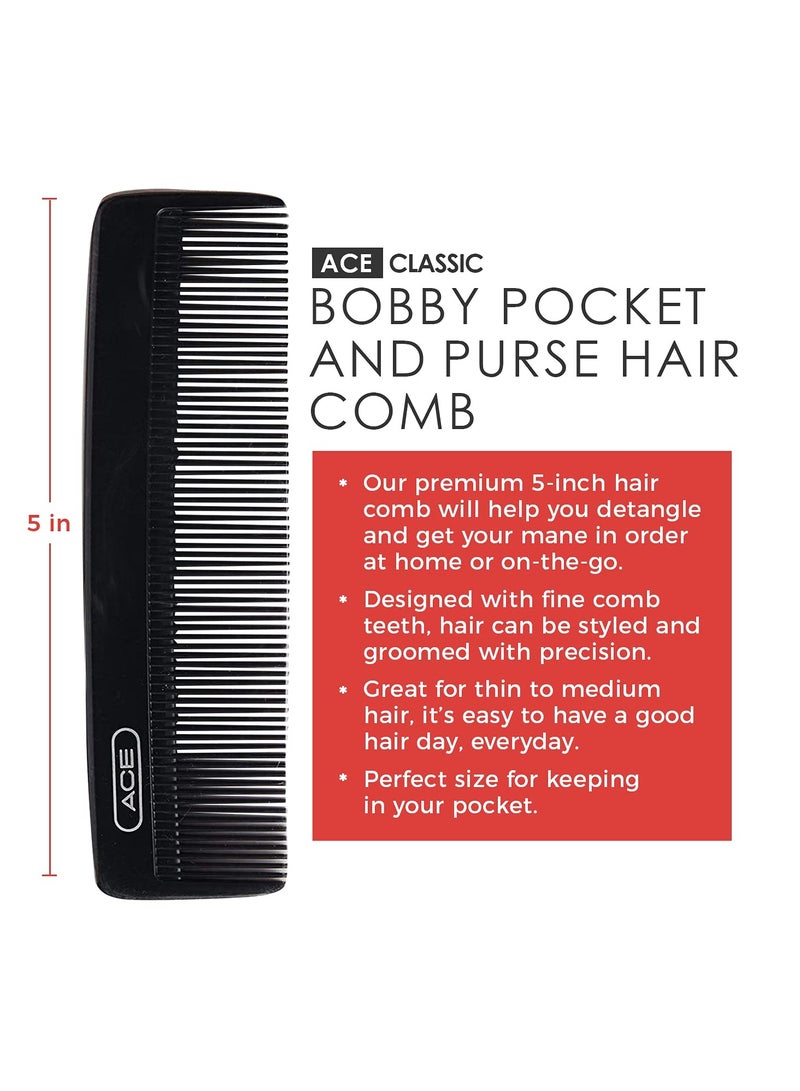 Goody GOODY Ace Classic Bobby Pocket and Purse Hair Comb - 5 Inch, Black - Great for All Hair Types - Fine Comb Teeth for Thin to Medium Hair - Image 3
