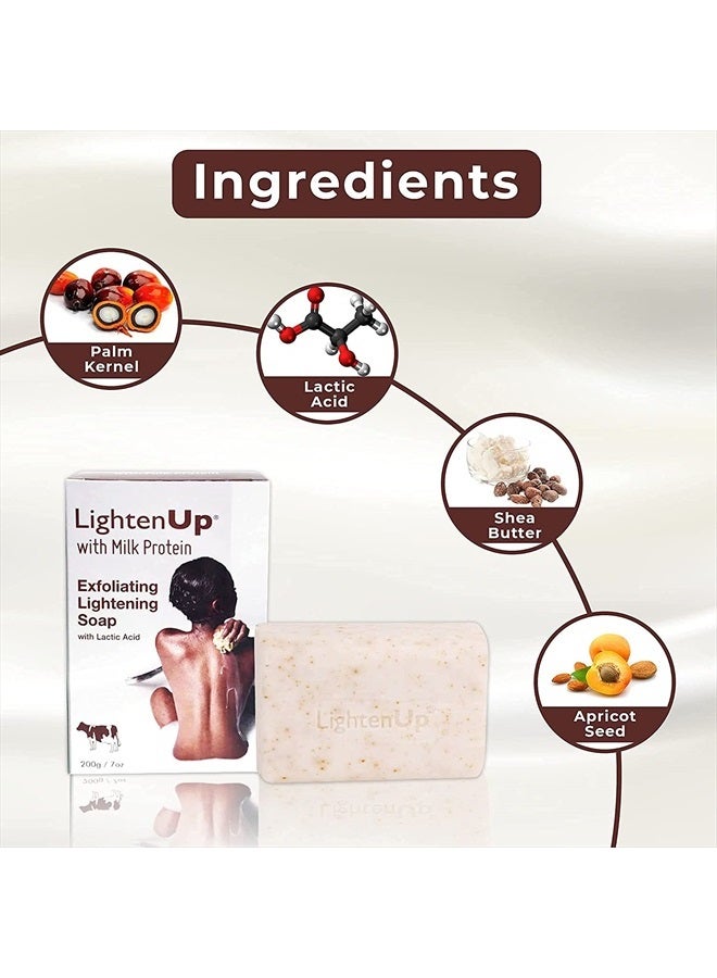 OMIC LIGHTEN-UP Lactic Acid Exfoliating Soap | 7.7 oz / 200 g | Brightening Bar, AHA Soaps, Fade Dark Spots on: Knees, Body, Armpits | with Shea Butter, Apricot, Milk Protein - Image 2