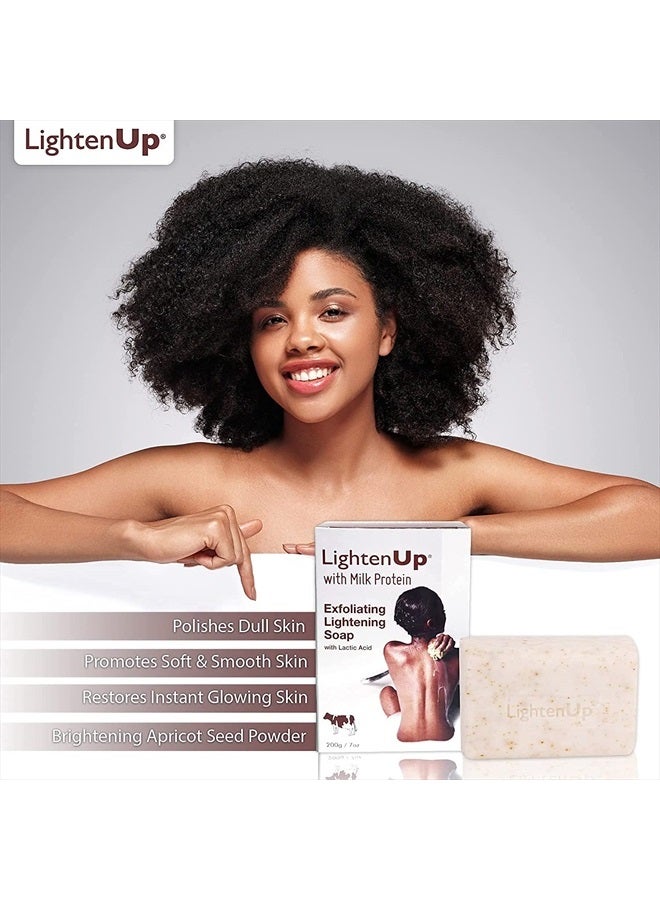 OMIC LIGHTEN-UP Lactic Acid Exfoliating Soap | 7.7 oz / 200 g | Brightening Bar, AHA Soaps, Fade Dark Spots on: Knees, Body, Armpits | with Shea Butter, Apricot, Milk Protein - Image 3
