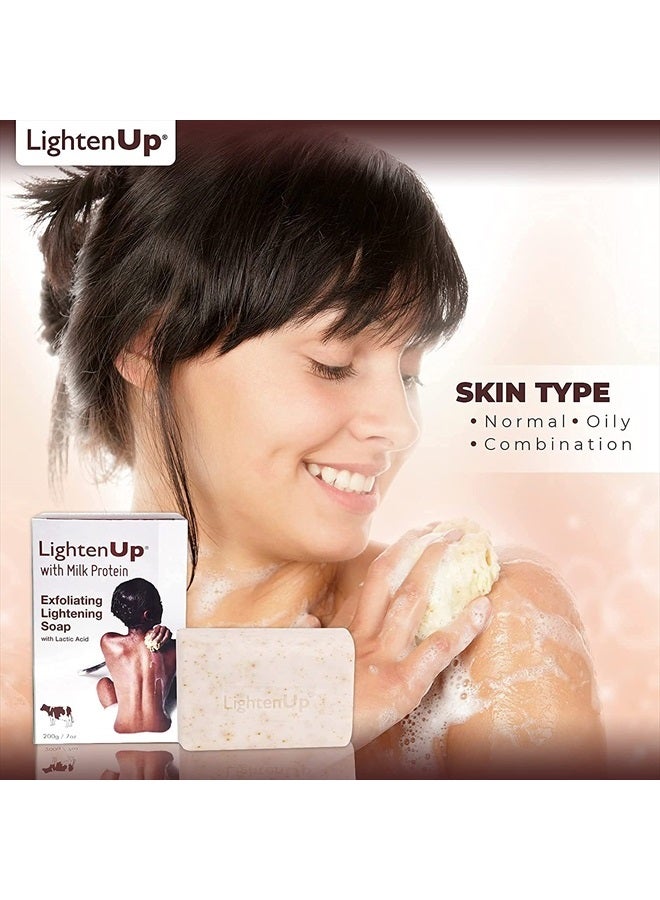 OMIC LIGHTEN-UP Lactic Acid Exfoliating Soap | 7.7 oz / 200 g | Brightening Bar, AHA Soaps, Fade Dark Spots on: Knees, Body, Armpits | with Shea Butter, Apricot, Milk Protein - Image 4