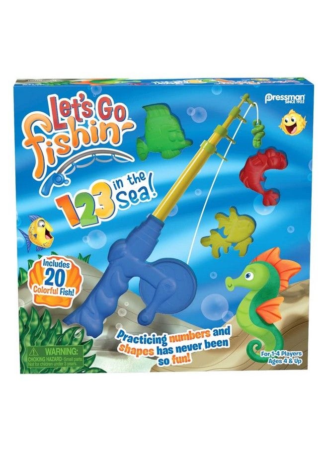 Pressman Let’S Go Fishin’ 123 In The Sea! Practice Counting Shapes And Colors Game Ages 4 And Up 14 Players  - Image 1