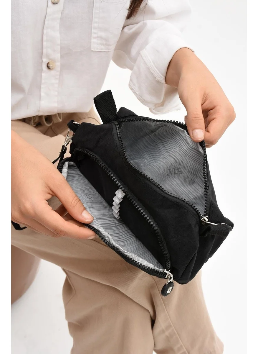 Duomino Black Crinkle Fabric Multi-Pocket Water Repellent Washable Pencil Case / Wallet Type Makeup Bag