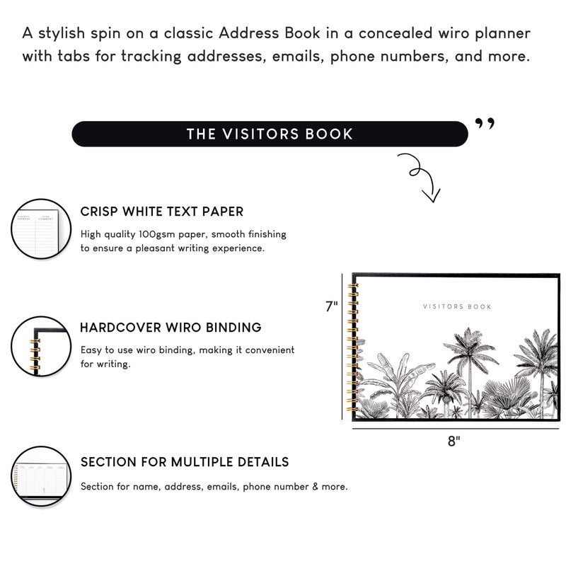 CHAARPAI Visitor Book – 8 x 12 Inches | Wiro Bound Guest Register for Hotels, Offices, Exhibitions, Boutiques & Business Use | Medium Size Visitor Log Book for Reception & Front Desk - Image 3
