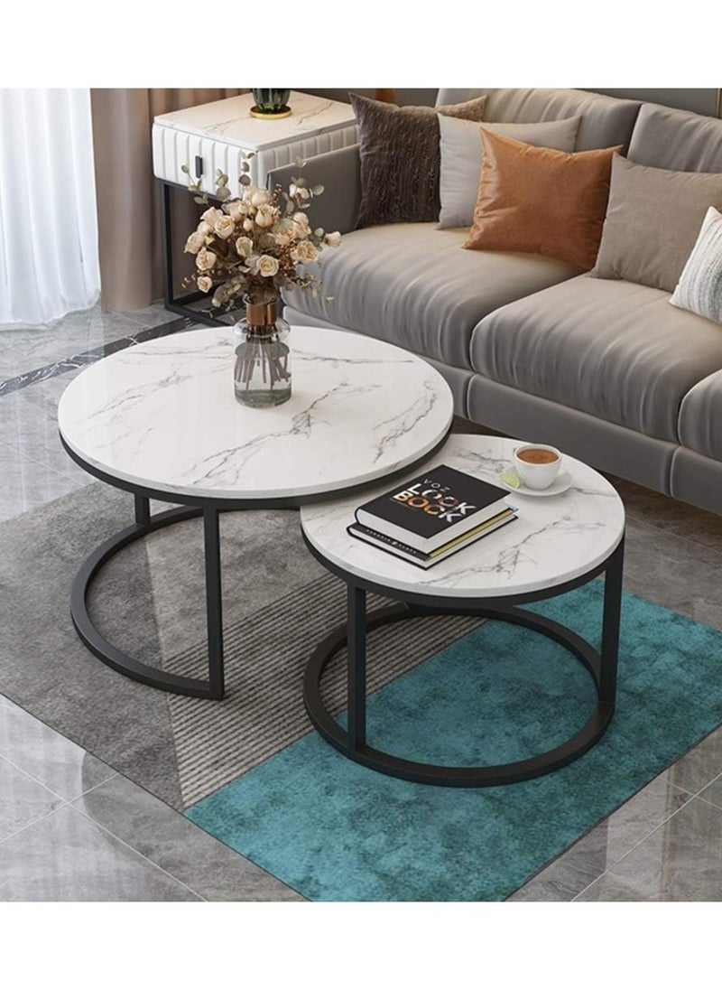 DubaiGallery Round Imitation Luxury Coffee Table Nordic Living Room Tea Table Furniture Modern Combo Cafe Furniture  - Image 2