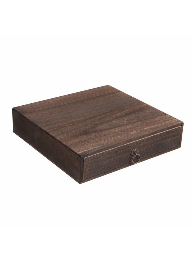 Cabilock Desktop Drawer Organizer 1 Tier Wood Desk Tray Vintage Rustic Wooden Office Desk Organizer for Tabletop Counter Office Supplies Desk Accessories Storage - Image 1