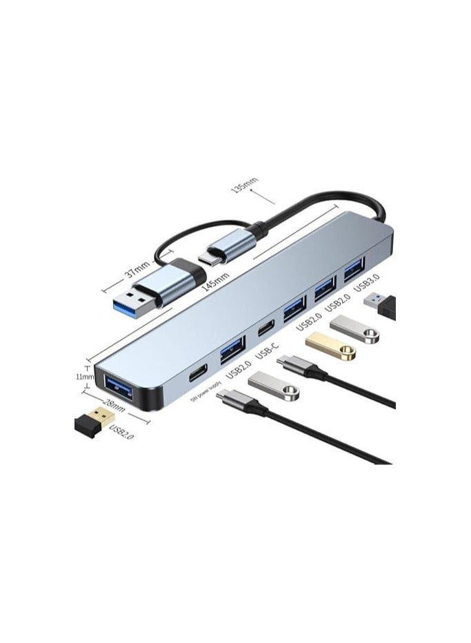 موسع USB لمنفذ Type-C و Type-A، 7 في 1 USB تقسيم، ملحق كمبيوتر مع USB-C USB-A، محول Dongle لجهاز لوحي هاتف كمبيوتر، متوافق مع HP Dell Lenovo Galaxy وأكثر - Image 2